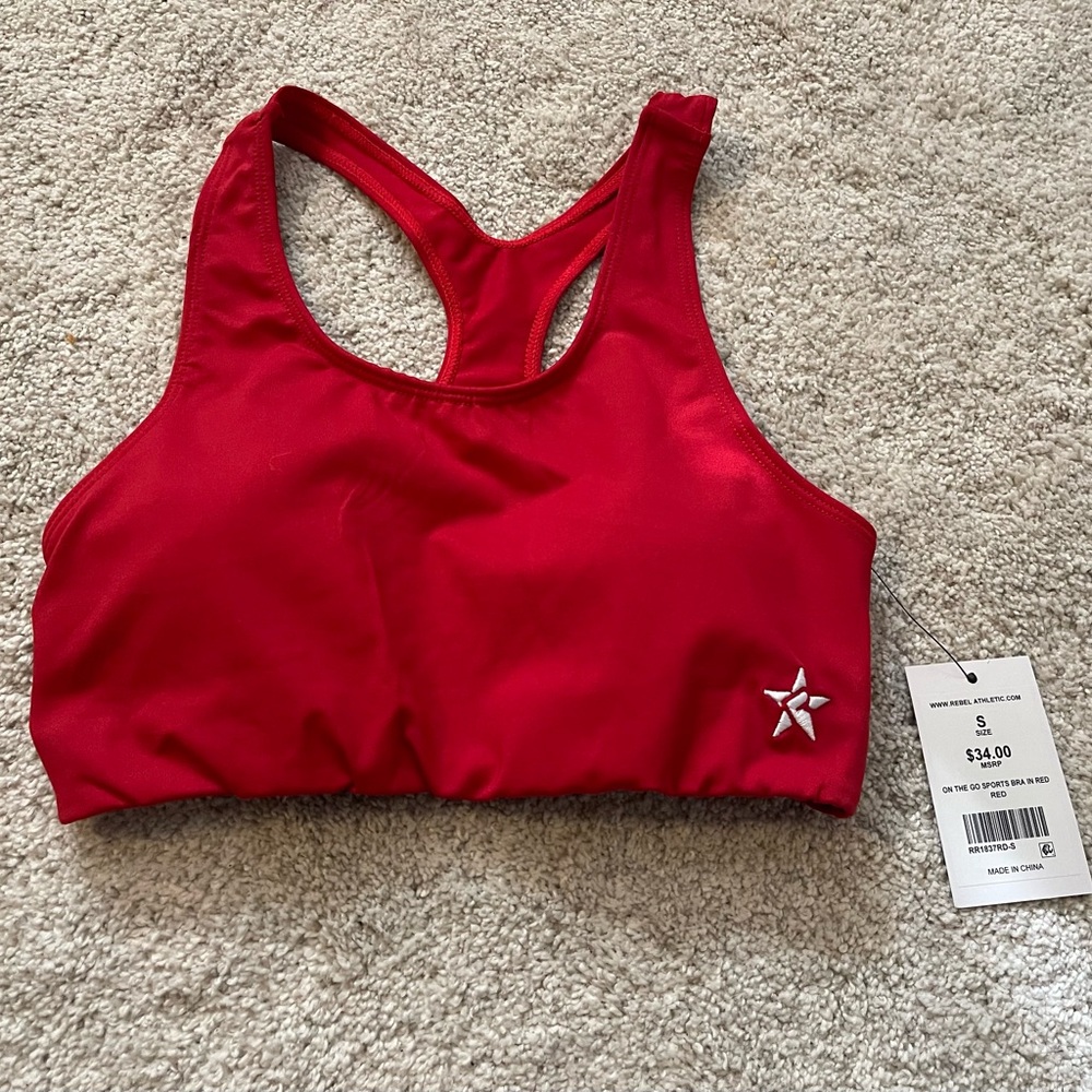 Red Sports Bra with Star Logo